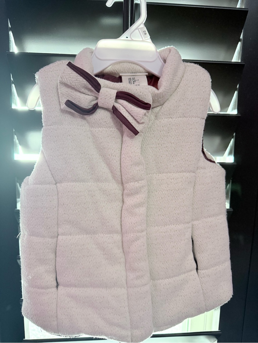 Max Studio Girls Quilted Bow-Accent Vest in Light Pink
